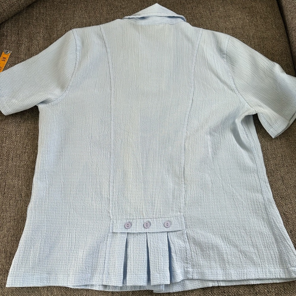 Christopher & Banks Women’s light Blue Short Sleeve Button Down Blouse Large - Picture 7 of 8